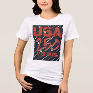 Geometrisches USA-Flaggenmuster Moderne Frauenmo Tri-Blend Shirt