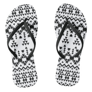 geometrisches Vektormuster Schwarz/Weiß Flip Flops