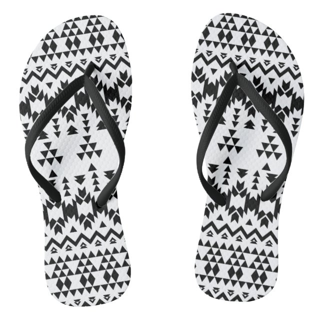 geometrisches Vektormuster Schwarz/Weiß Flip Flops (Fußbett)