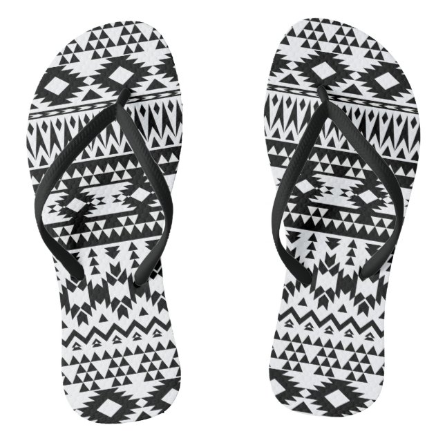 geometrisches Vektormuster Schwarz/Weiß Flip Flops (Fußbett)