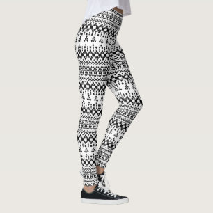 geometrisches Vektormuster Schwarz/Weiß Leggings