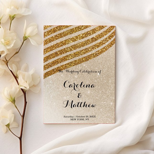 Geometrisches Verlaufsglas für Glitzer Programm (Geometric gold glitter gradient glam Wedding Program)