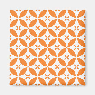 Geometrisches vierblättriges Blumenorange-Weiß-Mus Magnet