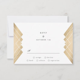 Geometrisches Vintag Graugoldgatsby Wedding RSVP Karte