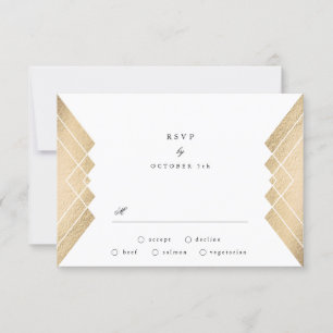 Geometrisches Vintag Graugoldgatsby Wedding RSVP Karte