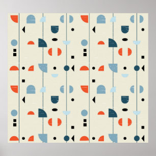 Geometrisches Vintag: nahtloses Muster Mitte des J Poster