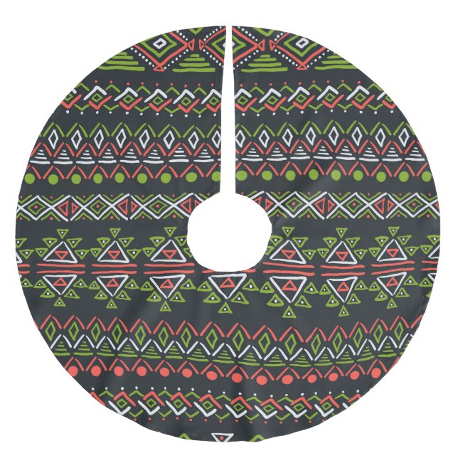 Geometrisches Vintag: Set nahtloser Muster. Polyester Weihnachtsbaumdecke (Vorderseite)