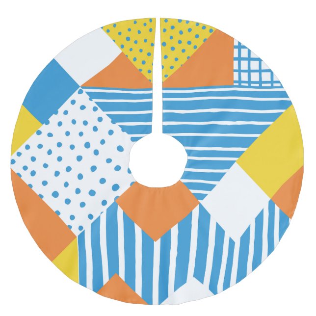 Geometrisches Vintages Abstraktes Hintergrundbild Polyester Weihnachtsbaumdecke (Vorderseite)
