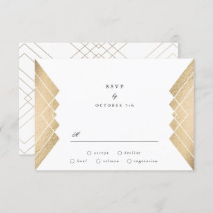 Geometrisches Vintages White Gatsby Wedding RSVP