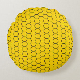 Geometrisches Waben-Gitter-Muster Rundes Kissen