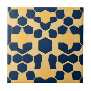 Geometrisches Wabenmuster Sechseck Navy Blau Gold Fliese
