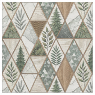 Geometrisches Wald-Kiefer- und Marmor-Blatt-Fliese Stoff