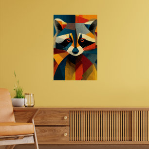 Geometrisches Waschbär-Porträt-Poster Poster