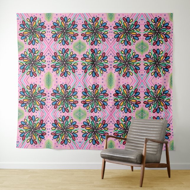 geometrisches Wasserfallmuster Wandteppich (Beispiel (Horizontal))