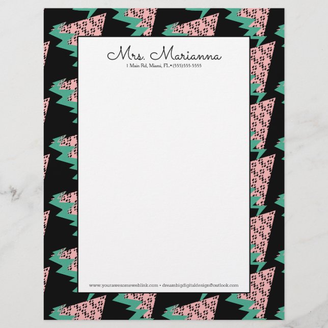 Geometrisches Watermelon Summer Slice Shapes Briefbogen (Vorderseite)