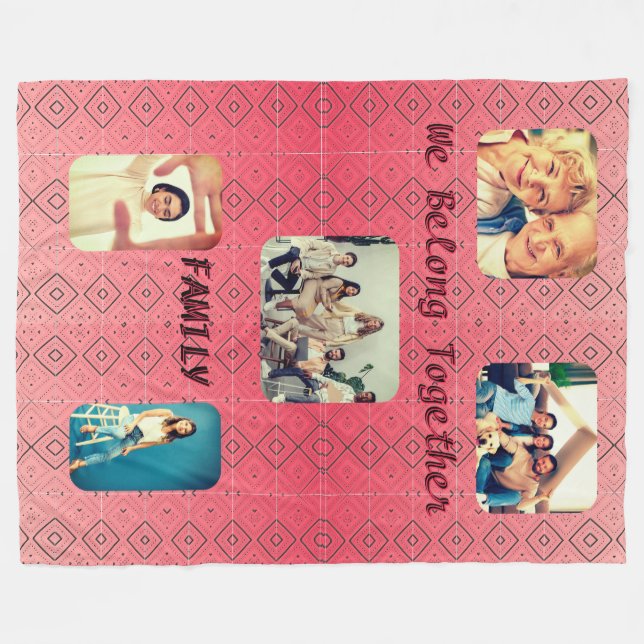 Geometrisches, weichrotes Retro-Design Fleecedecke (Vorderseite (Horizontal))