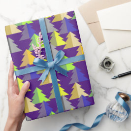 Geometrisches Weihnachtsbaum-Aquamarines Umschlagp Geschenkpapier