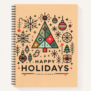 Geometrisches Weihnachtsbaum glückliche Ferien Notizbuch