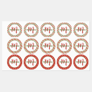 Geometrisches Weihnachtsbaum-Wäldchen Etiketten