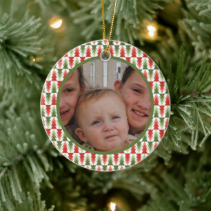 Geometrisches Weihnachtsbaum-Wäldchen Keramik Ornament