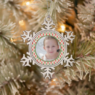 Geometrisches Weihnachtsbaum-Wäldchen Schneeflocken Zinn-Ornament