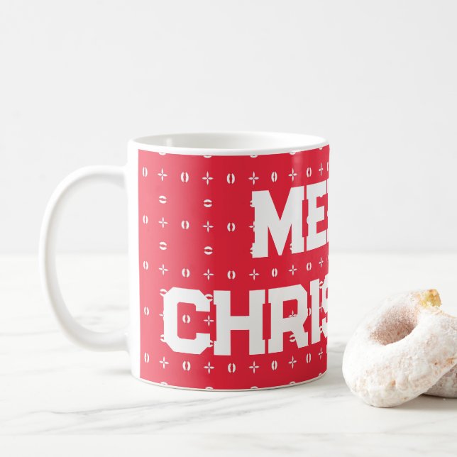 Geometrisches Weihnachtsmuster - Kaffeetasse (Mit Donut)