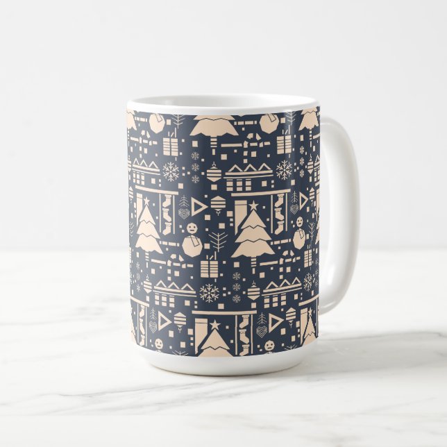 Geometrisches Weihnachtsmuster Kaffeetasse (VorderseiteRechts)