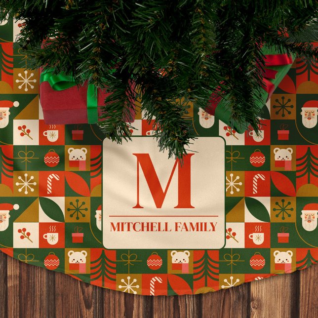 Geometrisches Weihnachtsmuster - Nahtloses Weihnac Polyester Weihnachtsbaumdecke (Von Creator hochgeladen)