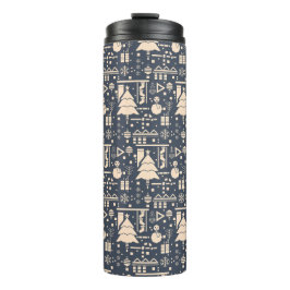 Geometrisches Weihnachtsmuster Thermosbecher