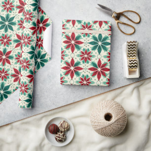 Geometrisches Weihnachtsstern Rot Grün Weihnachtsm Geschenkpapier