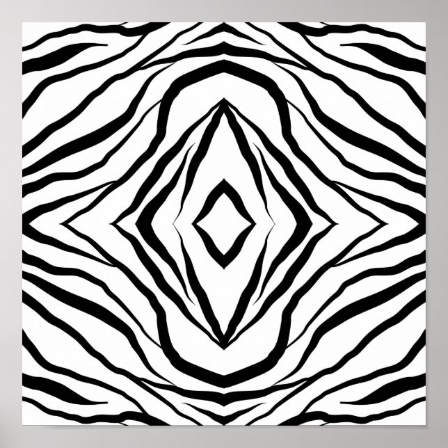 Geometrisches Weiß über schwarze Zebrastreifen Poster (Vorne)