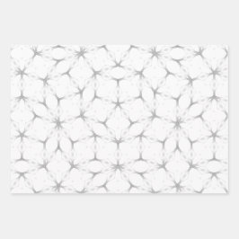 Geometrisches Weiß- und Silbermuster Geschenkpapier Set