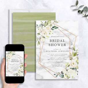 Geometrisches weißes Brautparty aus Kupfermarben Einladung