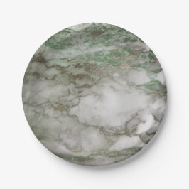 Geometrisches weißes graues Carrara Mint Cali Gold Pappteller