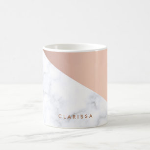 Geometrisches weißes MarmorRosengold des elegante Kaffeetasse