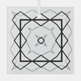 Geometrisches weißes Schwarz-Silber-Muster Ornament Aus Glas