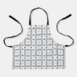 Geometrisches weißes Schwarz-Silber-Muster Schürze