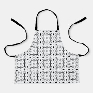 Geometrisches weißes Schwarz-Silber-Muster Schürze