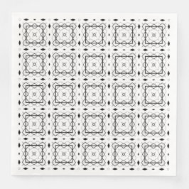 Geometrisches weißes Schwarz-Silber-Muster Serviette