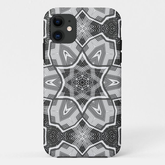 Geometrisches weißes, schwarzes Lochmuster Case-Mate iPhone Hülle (Rückseite)