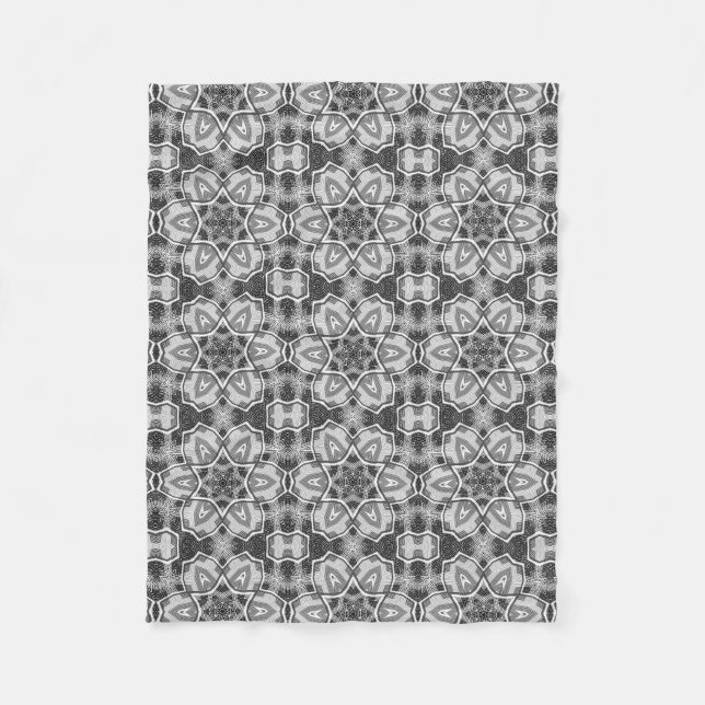 Geometrisches weißes, schwarzes Lochmuster Fleecedecke (Vorderseite)