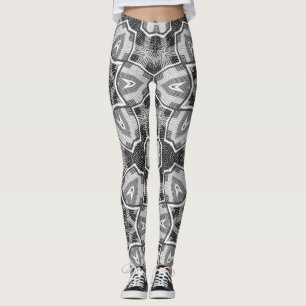 Geometrisches weißes, schwarzes Lochmuster Leggings
