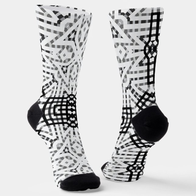 Geometrisches weißes und schwarzes Lochmuster Anna Socken (Gewinkelt)