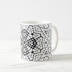 Geometrisches weißes und schwarzes Lochmuster Elsa Kaffeetasse