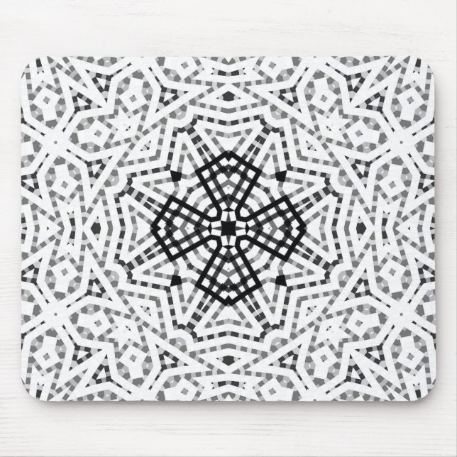 Geometrisches weißes und schwarzes Lochmuster Elsa Mousepad (Vorne)