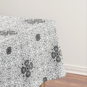 Geometrisches weißes und schwarzes Lochmuster Elsa Tischdecke