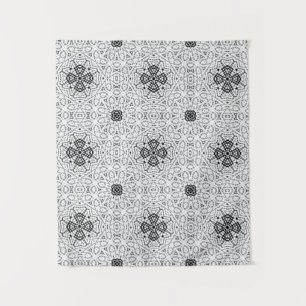 Geometrisches weißes und schwarzes Lochmuster Elsa Wandteppich