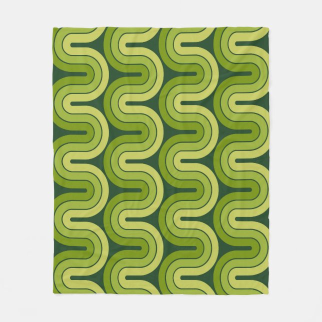 Geometrisches Wellendesign für Retro-Geometrien Fleecedecke (Vorderseite)