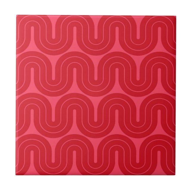 Geometrisches Wellendesign für Retro-Geometrien Fliese (Vorderseite)