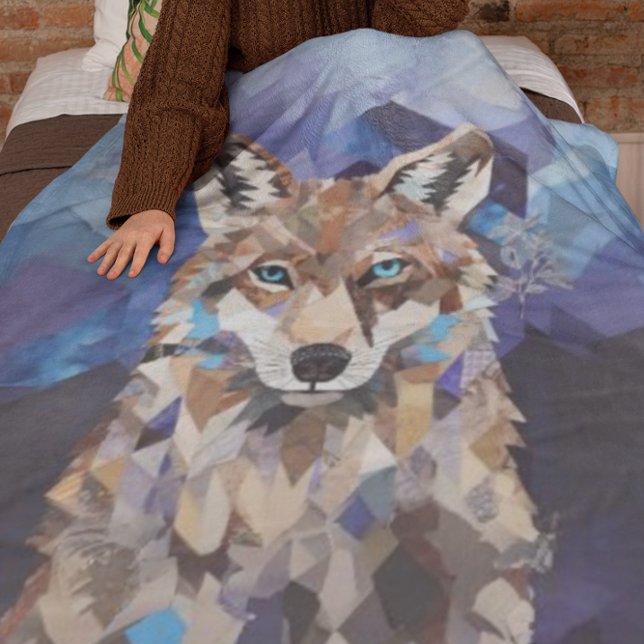 Geometrisches Wolfshändchen Fleecedecke (Von Creator hochgeladen)
